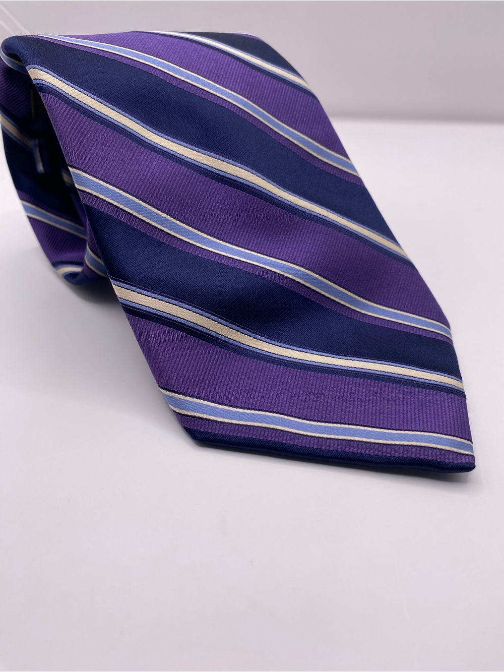 Nordstrom Purple and Navy Striped Silk Tie